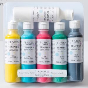 Ensemble Peinture TEMPERA pour Enfants - FUSION - Couleurs Arc-en-ciel