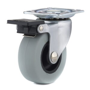 Roulettes industrielles en caoutchouc gris