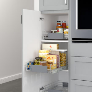 Panier de rangement coulissant ajustable en fil métallique chromé