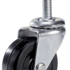 Roulettes en caoutchouc noir à usage général - avec tige filetée