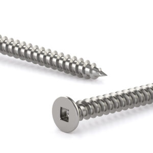 Vis à métal en acier inoxydable, tête plate, empreinte carrée, filet autotaraudeur, pointe type A